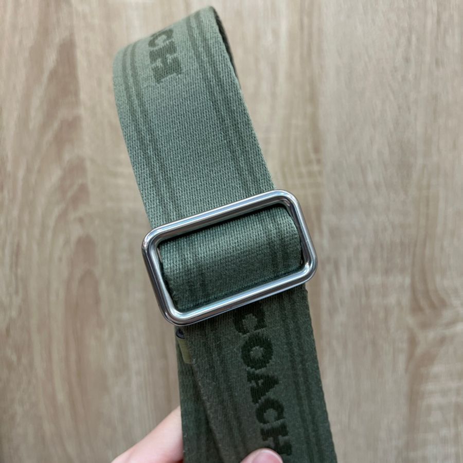 Coach 墨綠色牛皮Tote 16銀釦手提斜背琴譜包-10