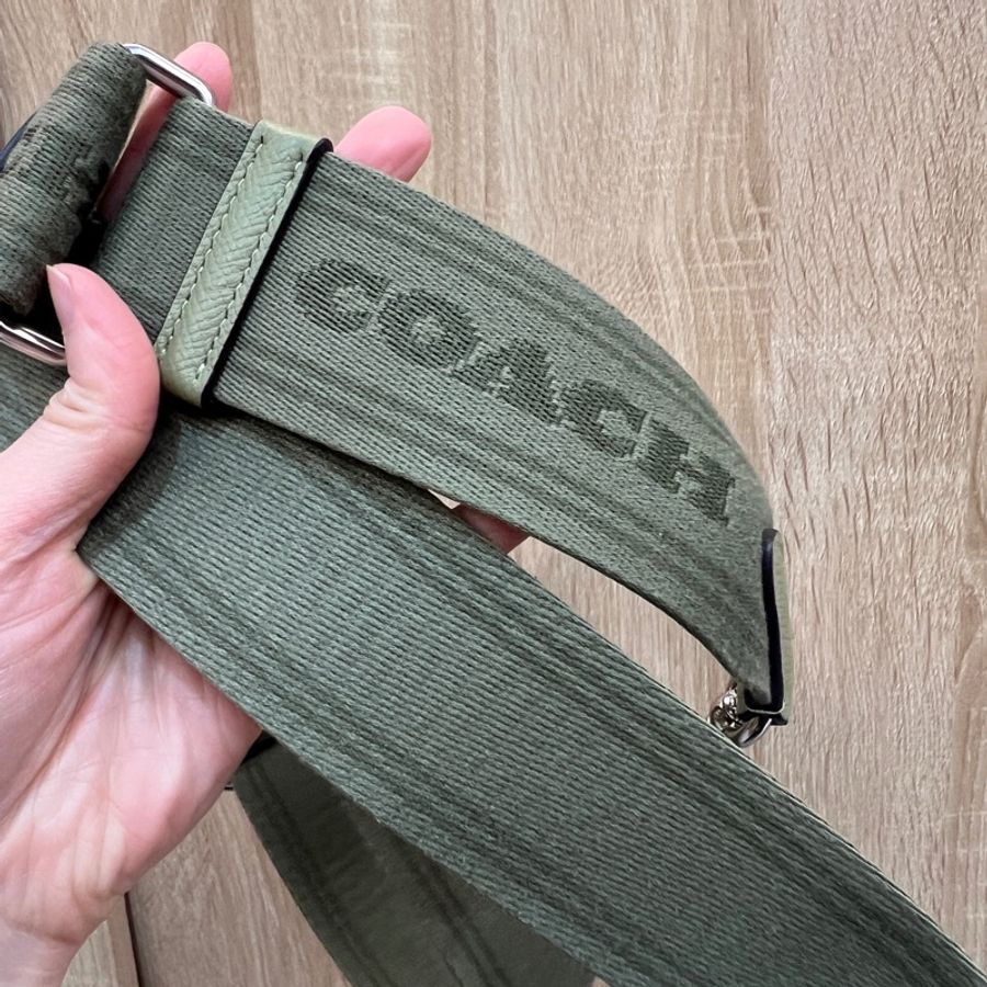Coach 墨綠色牛皮Tote 16銀釦手提斜背琴譜包-11