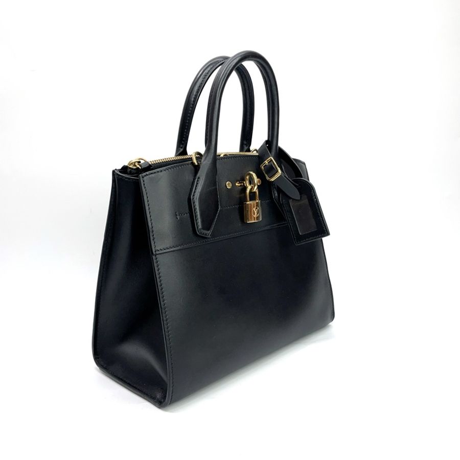 LV 黑牛皮City Steamer金釦手提斜背包 M51028-2