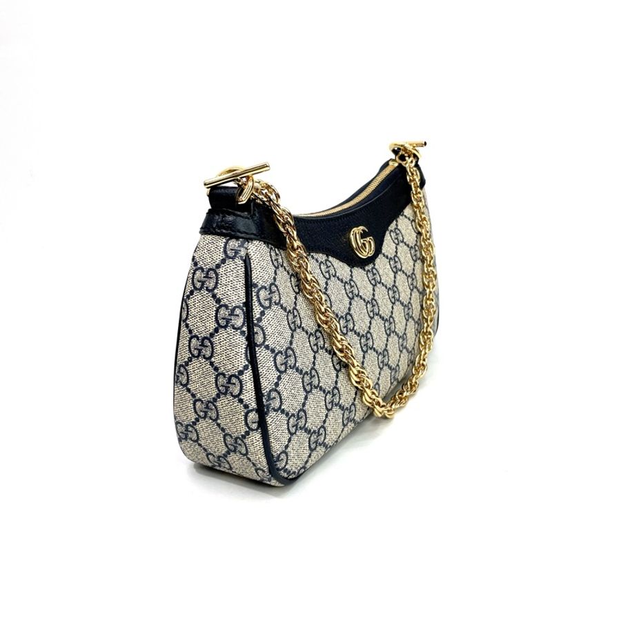 Gucci 深藍PVC拚深藍牛皮Ophidia金釦手提斜背包-3