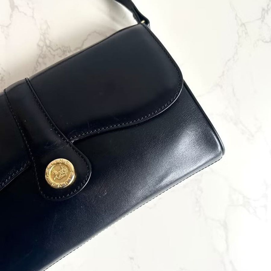 【LA LUNE】絕版中古包 Celine黑金馬車單肩包 側背包 古董包 中古包 復古包-9