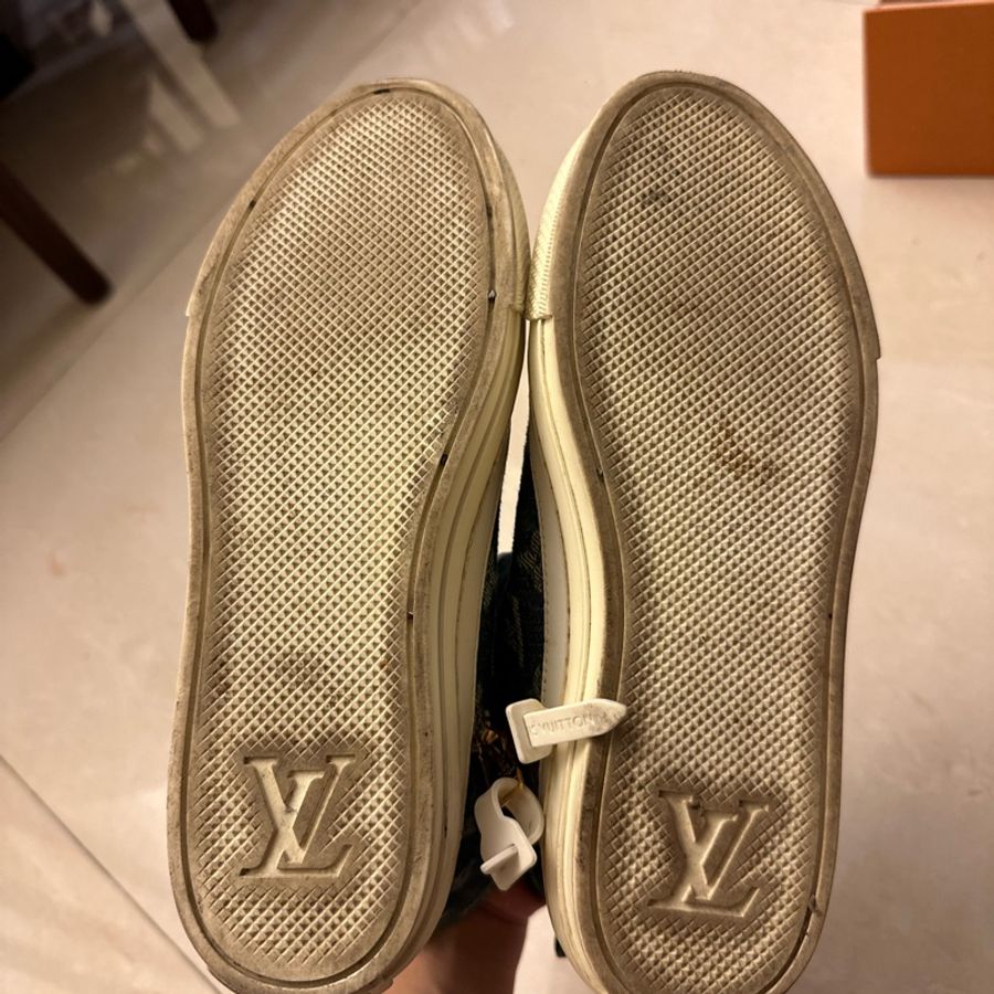 LV牛仔布高筒運動鞋-8