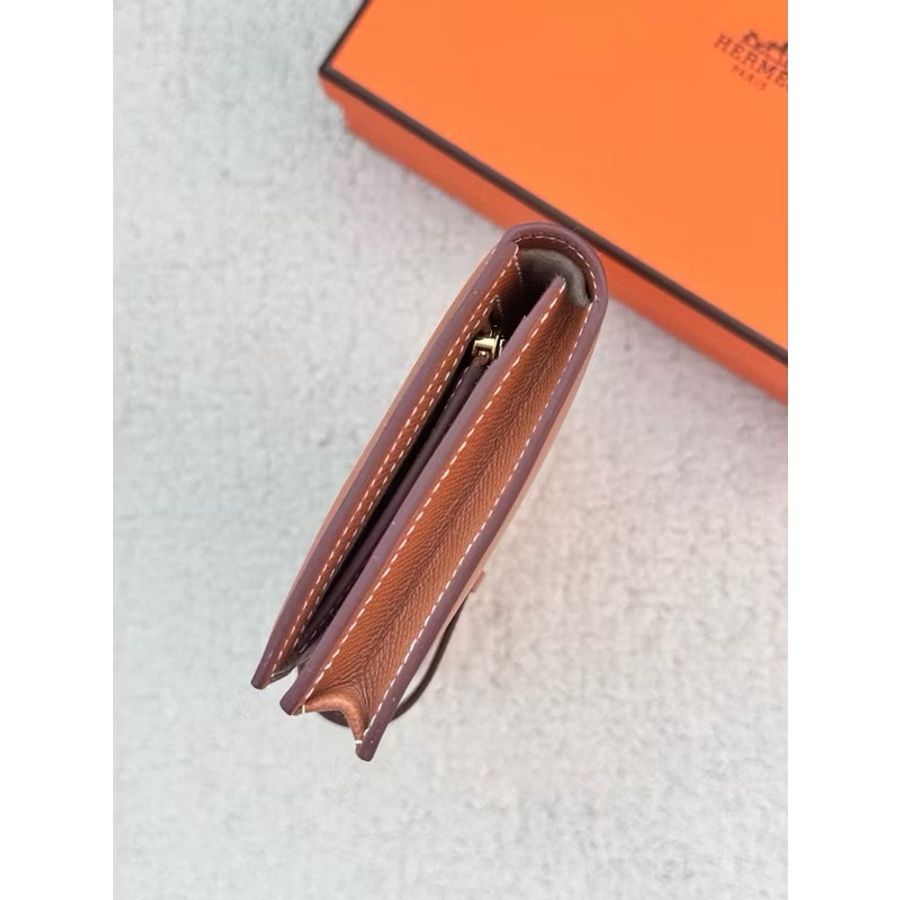 ［全新］Hermes 愛馬仕 Bearn長夾 金棕金釦-5