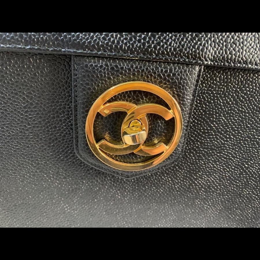 Chanel vintage vanity 黑金 荔枝-23