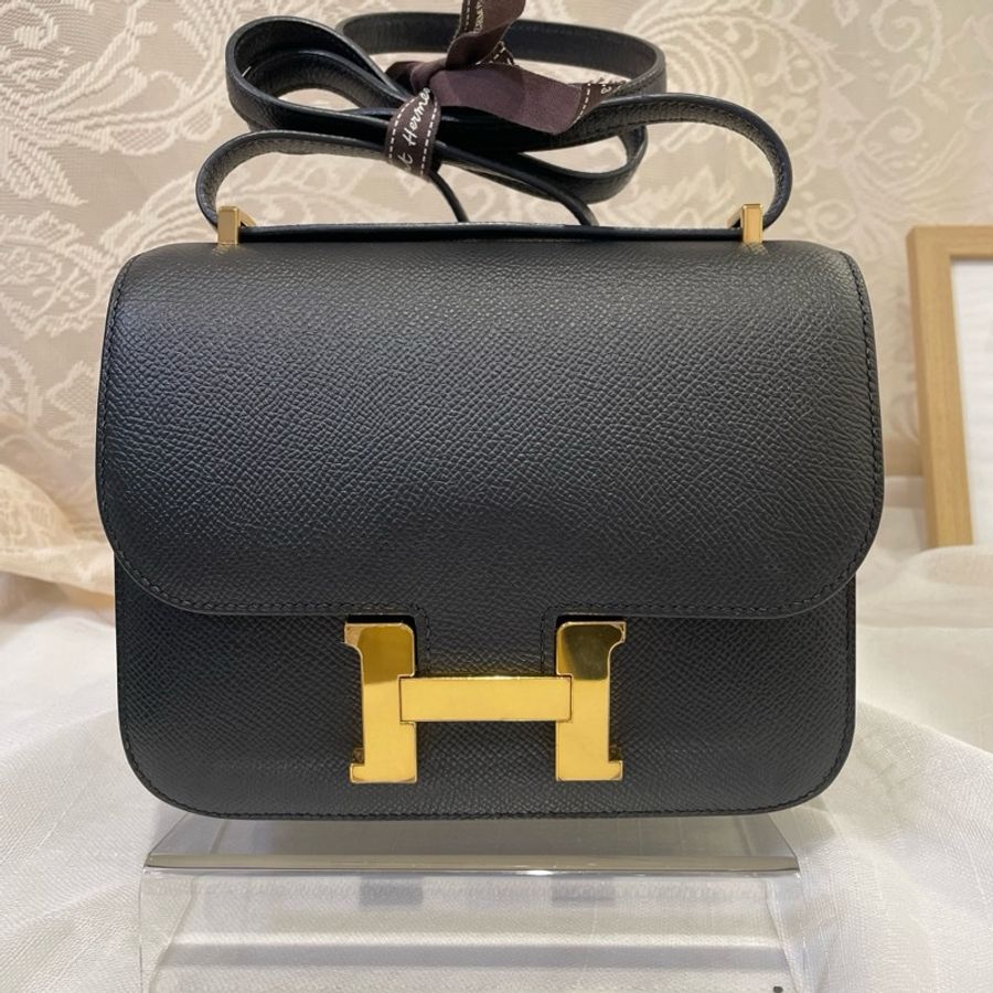 Hermes 愛馬仕 19 mini Constance 19 康康 noir ghw 黑金-6