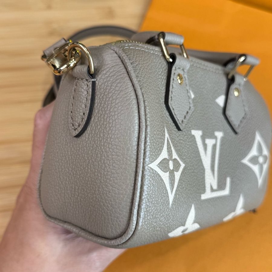 Louis Vuitton 壓紋牛皮原花拚色Speedy nano🩶未使用-7