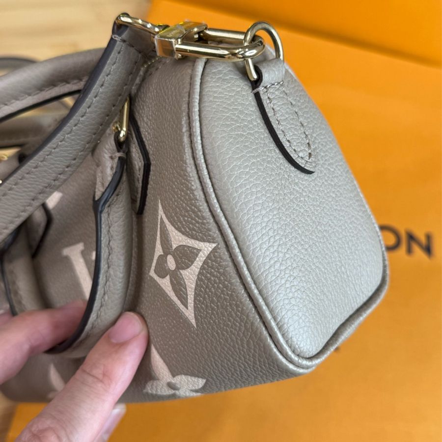 Louis Vuitton 壓紋牛皮原花拚色Speedy nano🩶未使用-9