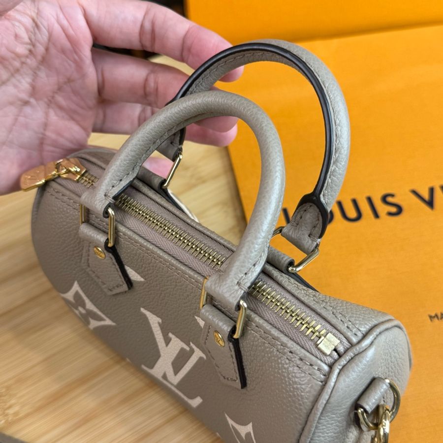 Louis Vuitton 壓紋牛皮原花拚色Speedy nano🩶未使用-12