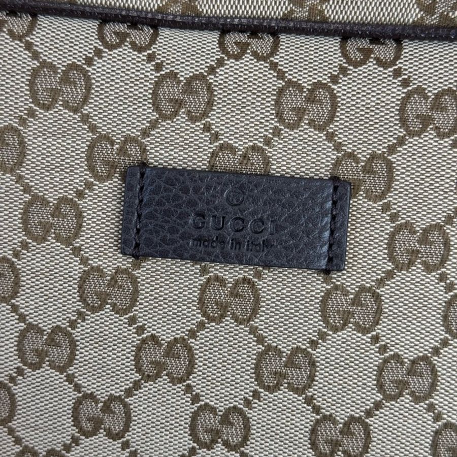 GUCCI GG緹花帆布大方形後背包/筆電文件包🩶極新閒置品-1