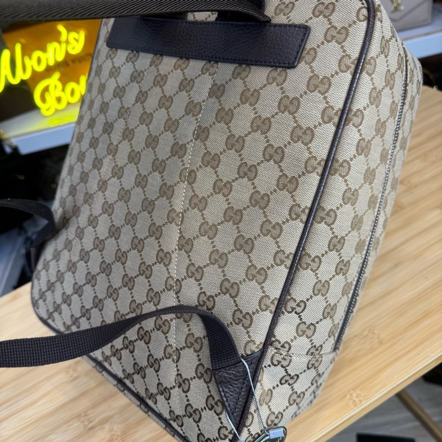 GUCCI GG緹花帆布大方形後背包/筆電文件包🩶極新閒置品-13