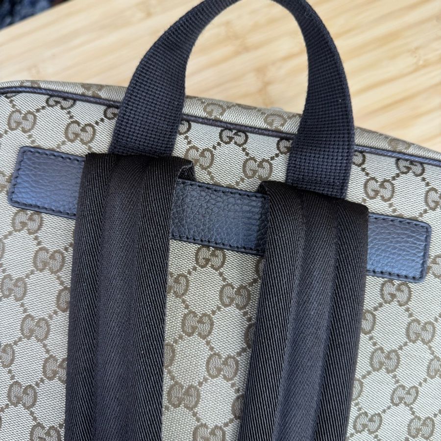 GUCCI GG緹花帆布大方形後背包/筆電文件包🩶極新閒置品-14
