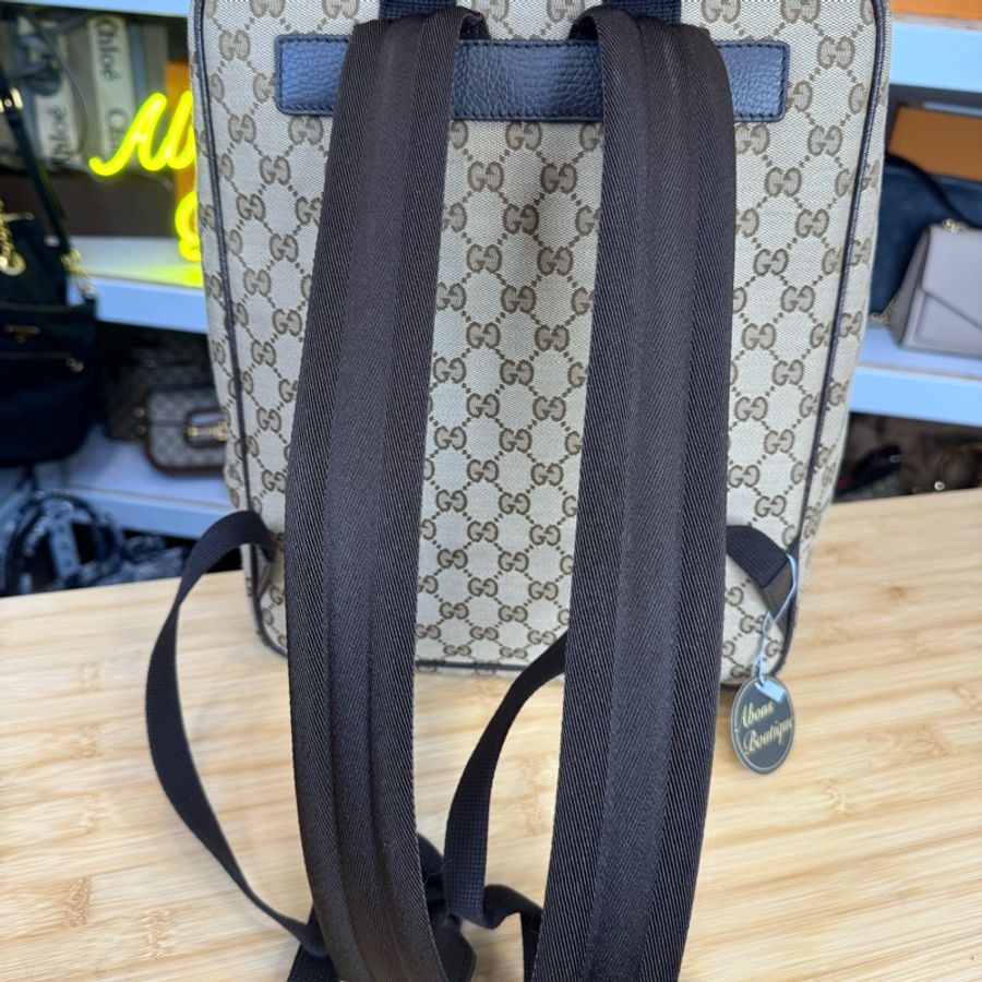 GUCCI GG緹花帆布大方形後背包/筆電文件包🩶極新閒置品-15