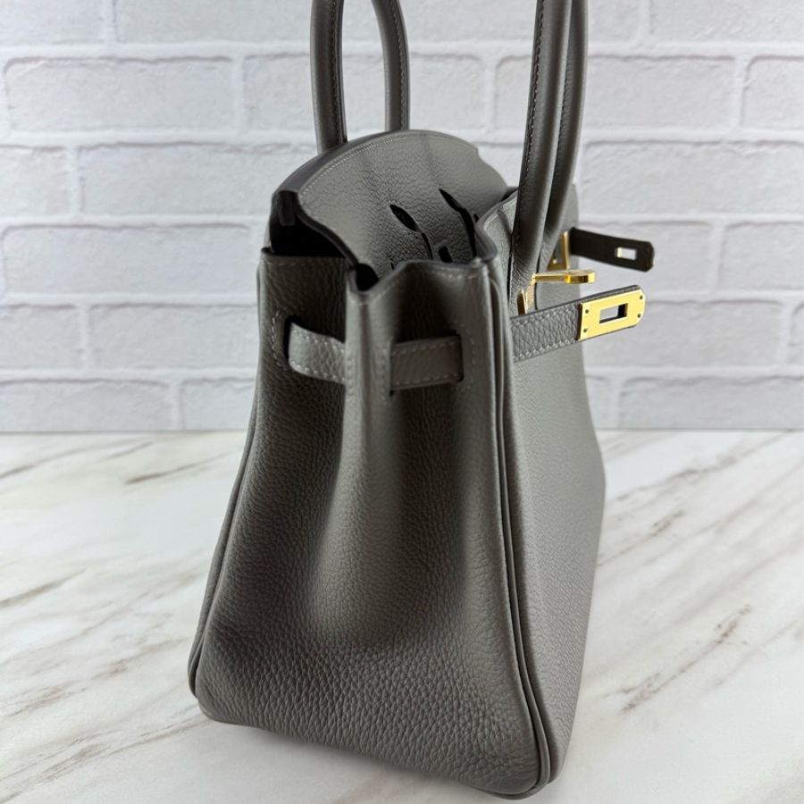 愛馬仕 Hermès  Birkin 25 Togo  0L Gris Meyer 積雨雲灰金釦 柏金包-16