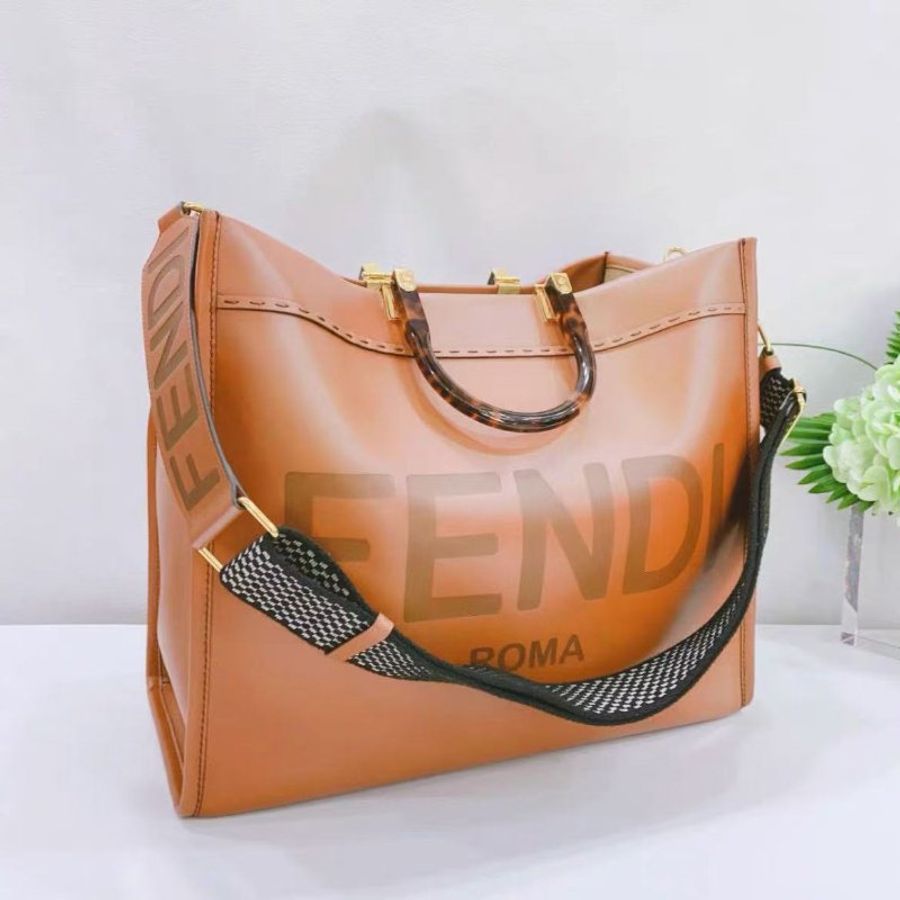 Fendi 大號sunshine系列焦糖色托特包  98新 40.5*35*21.5cm-1