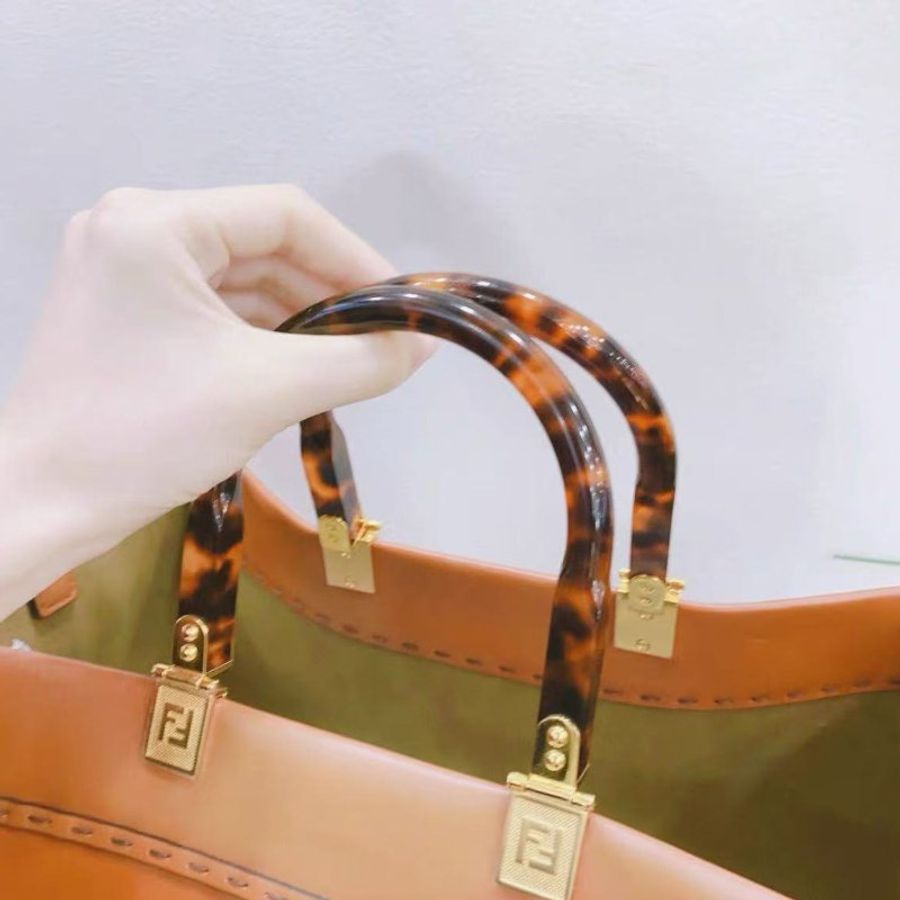 Fendi 大號sunshine系列焦糖色托特包  98新 40.5*35*21.5cm-3