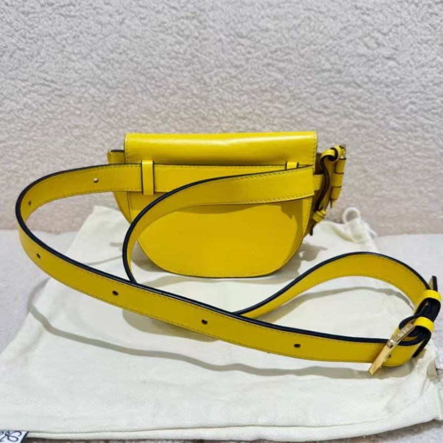 Loewe gate 腰包 檸檬黃 99新 配件塵袋-3
