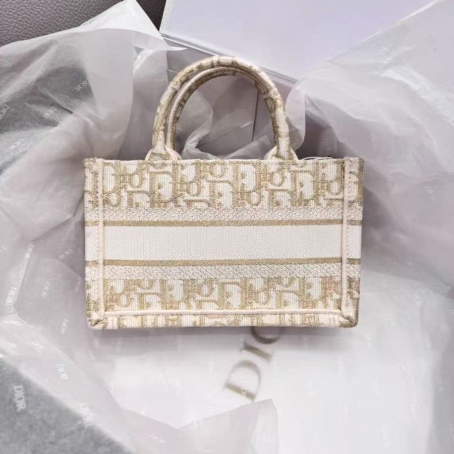 Dior booktote托特迷你包斜背oblique印花米色  全新 配件塵袋盒子-6
