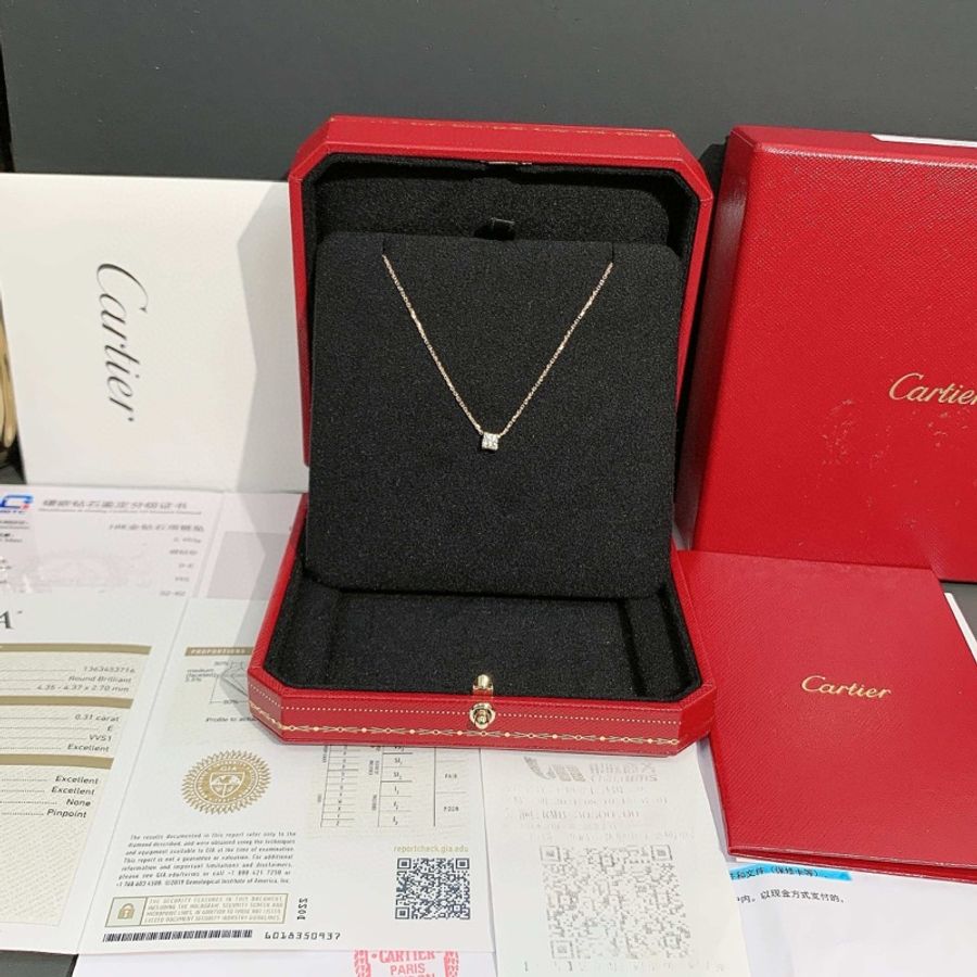 Cartier卡地亚 C DE CARTIER 玫瑰金牛头单钻项链-0