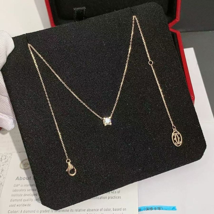 Cartier卡地亚 C DE CARTIER 玫瑰金牛头单钻项链-4