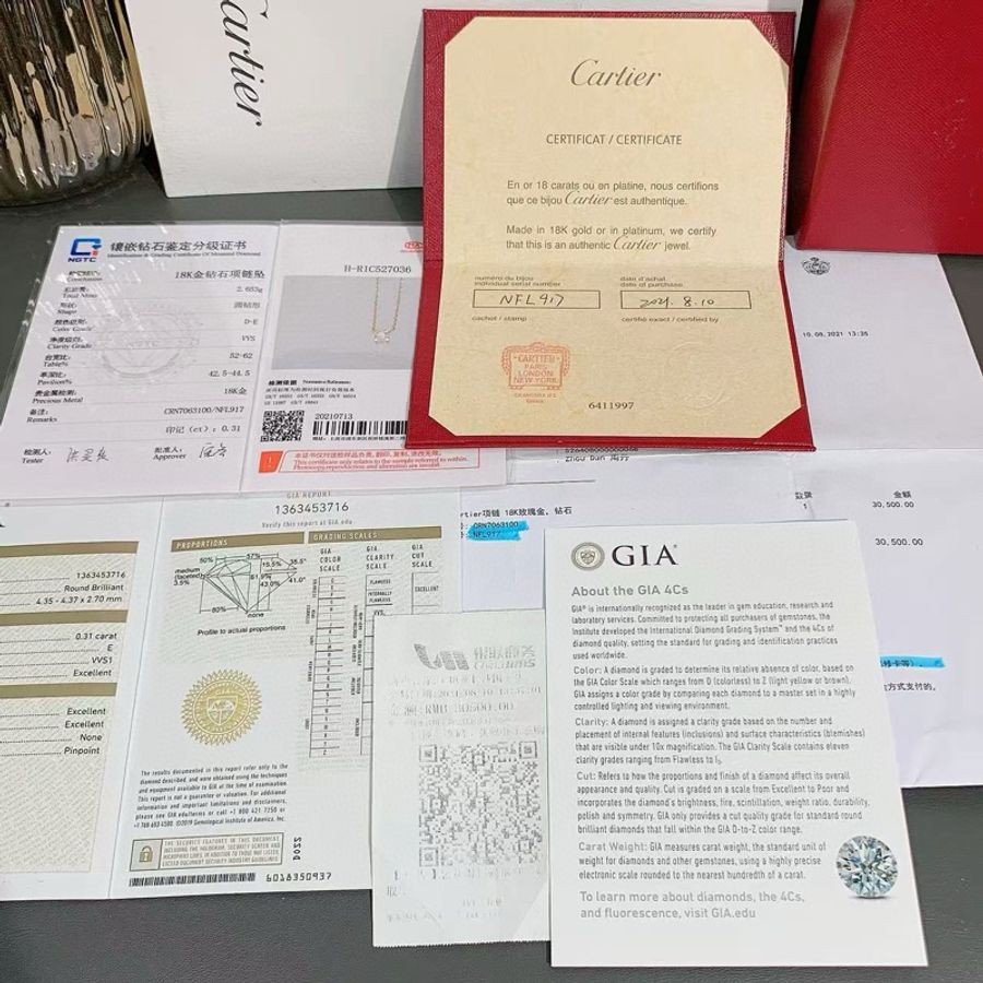 Cartier卡地亚 C DE CARTIER 玫瑰金牛头单钻项链-7