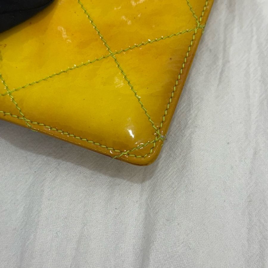 Chanel 黃色漆皮手提包-7