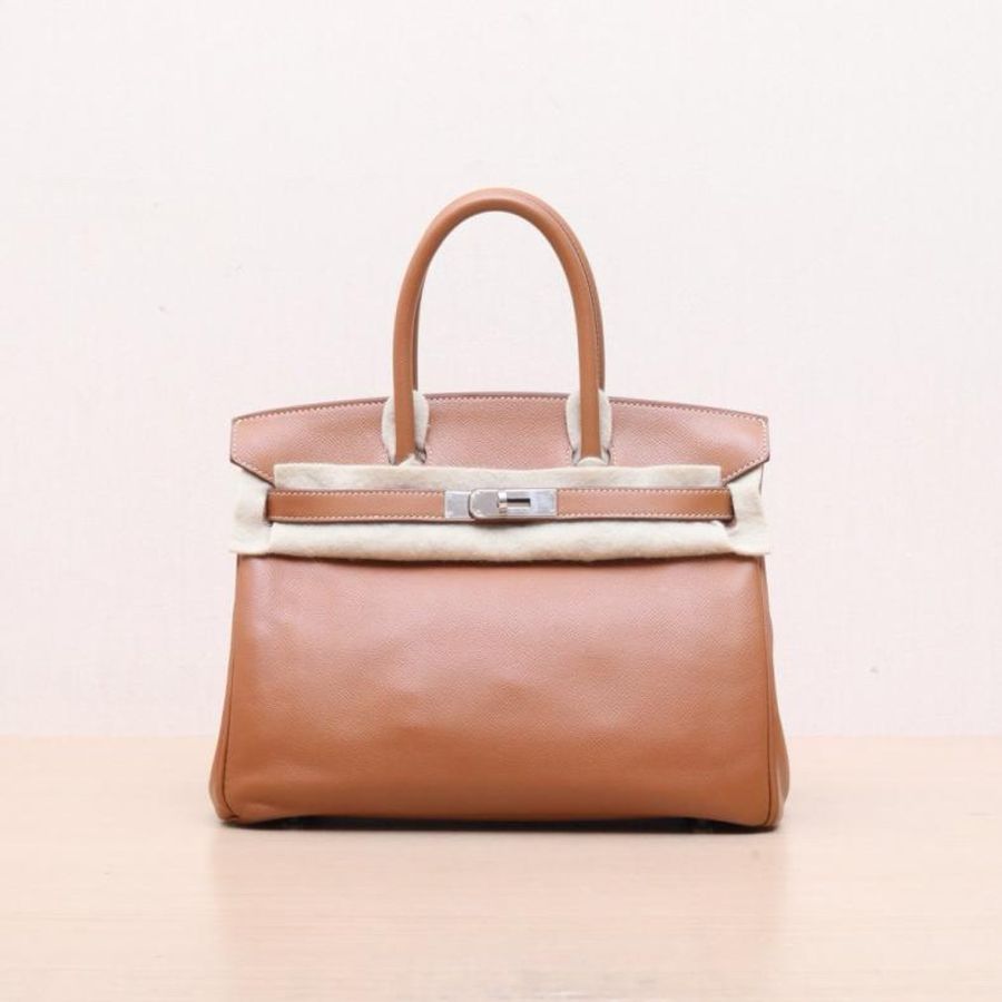 HERMES(愛馬仕) Birkin 30 37金棕色 Epsom皮 框M 銀扣-0
