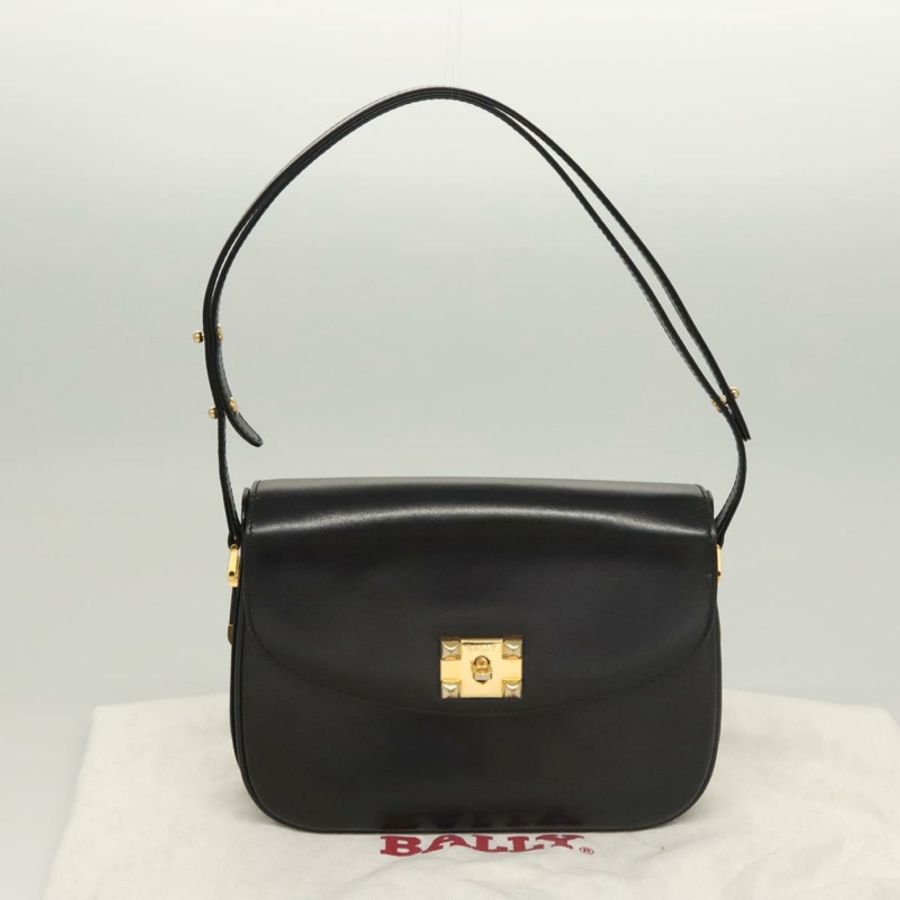 【日本直送】BALLY 黑色金色皮革肩背包 正品 BA1153-11
