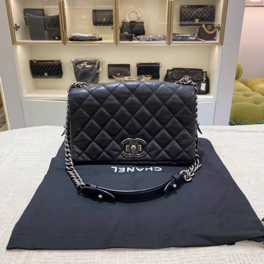 Chanel • 孟買系列 黑銀荔枝牛皮鏈條包-3