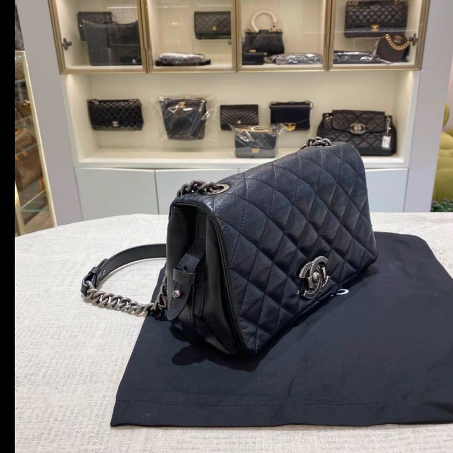 Chanel • 孟買系列 黑銀荔枝牛皮鏈條包-4