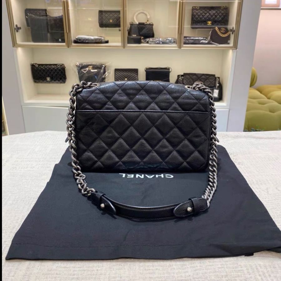 Chanel • 孟買系列 黑銀荔枝牛皮鏈條包-5