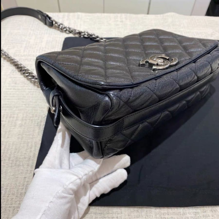 Chanel • 孟買系列 黑銀荔枝牛皮鏈條包-7