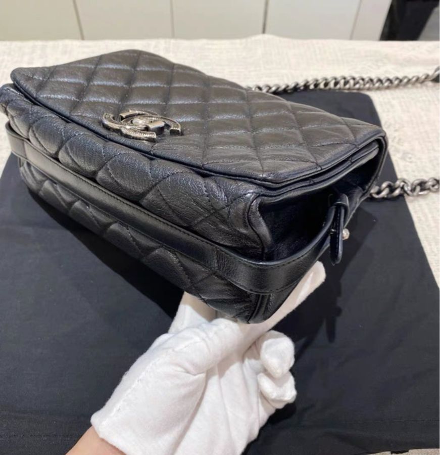 Chanel • 孟買系列 黑銀荔枝牛皮鏈條包-9