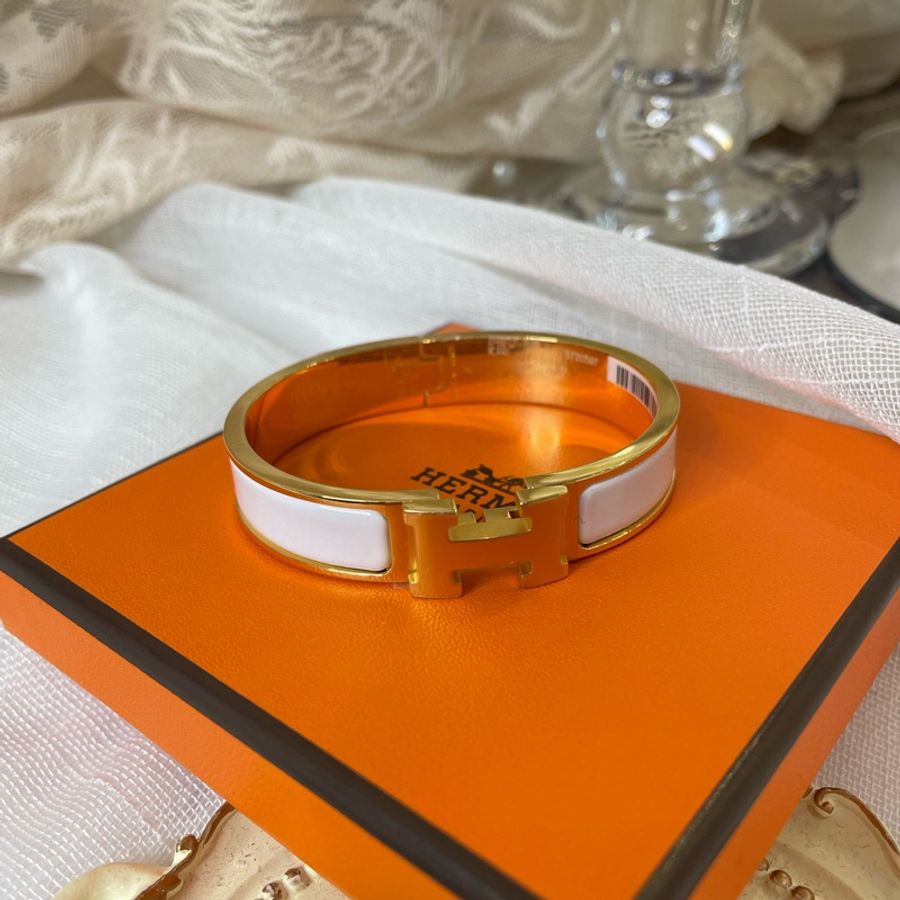 Hermes pop H clic Bracelet 純白金色-3