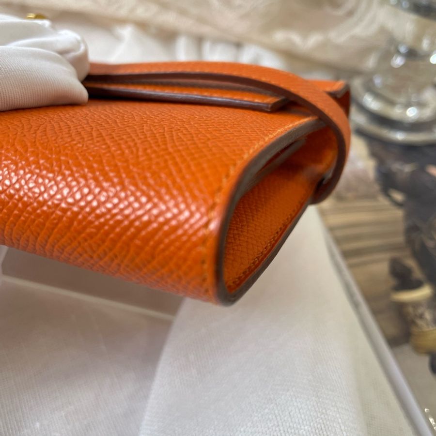 Hermes Kelly to go wallet 銀包 橙色 金扣-9