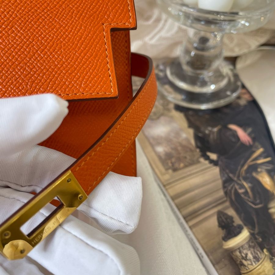 Hermes Kelly to go wallet 銀包 橙色 金扣-12