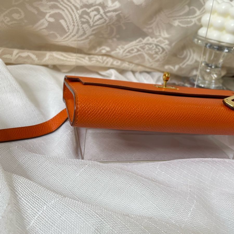 Hermes Kelly to go wallet 銀包 橙色 金扣-19