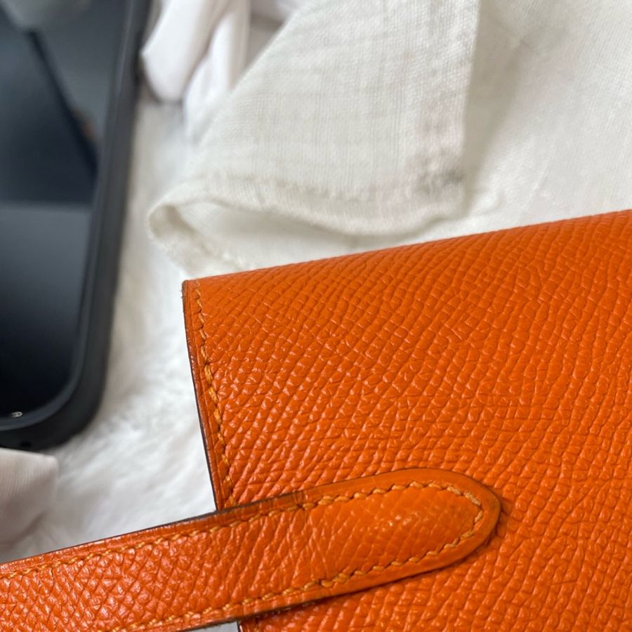 Hermes Kelly to go wallet 銀包 橙色 金扣-22