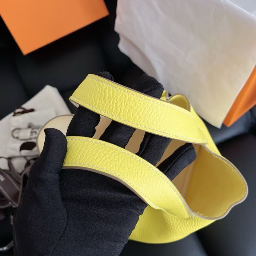 【全新閒置】愛馬仕 Hermes 奶油/檸檬黃18手提包 Y刻 tc皮全模-7