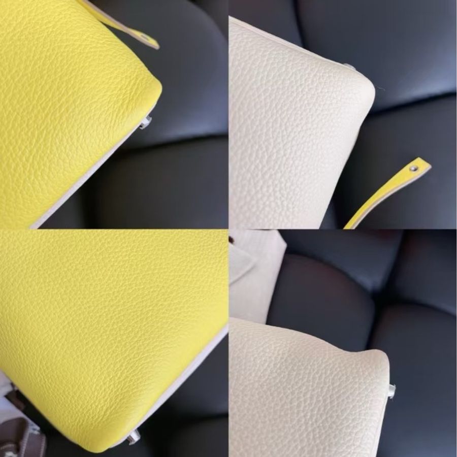 【全新閒置】愛馬仕 Hermes 奶油/檸檬黃18手提包 Y刻 tc皮全模-8