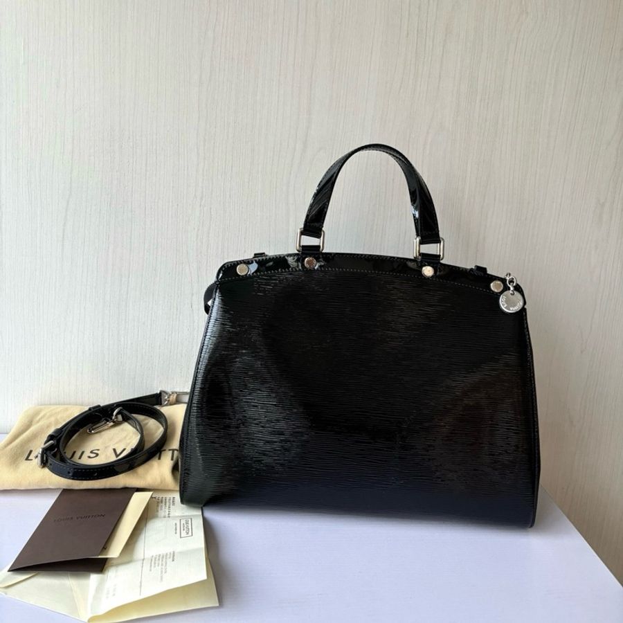 【近新閒置品】LV 黑銀EPI漆皮水波紋醫生包手提側背斜挎包-0