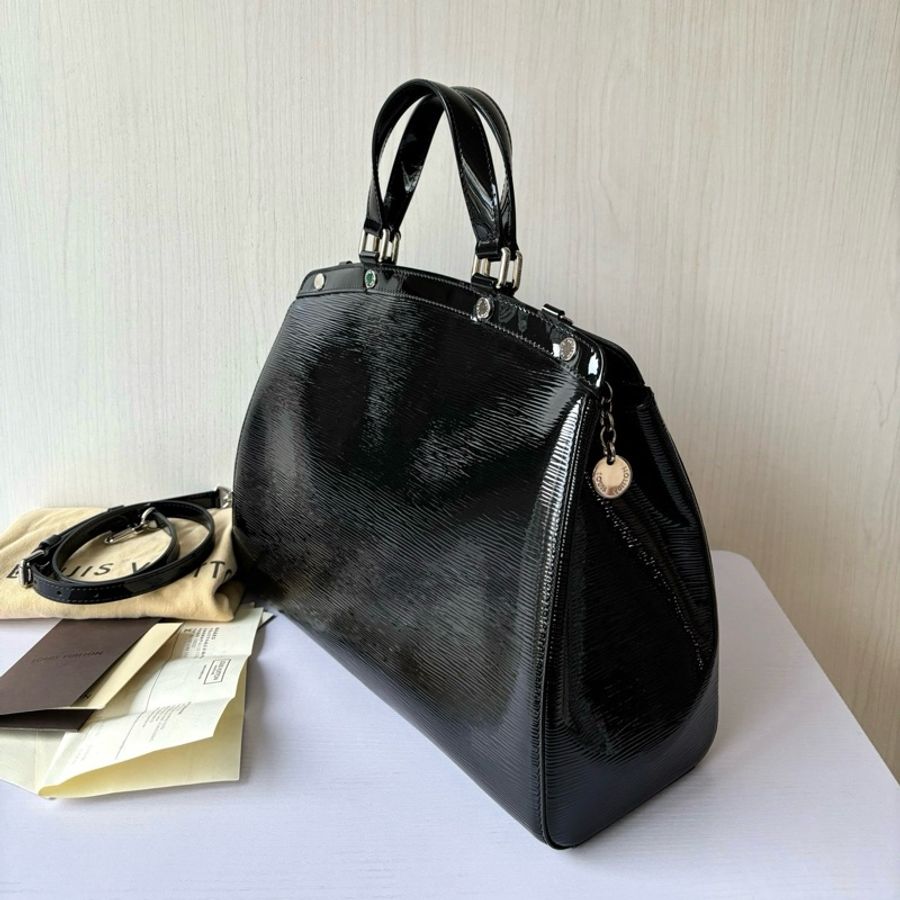 【近新閒置品】LV 黑銀EPI漆皮水波紋醫生包手提側背斜挎包-1