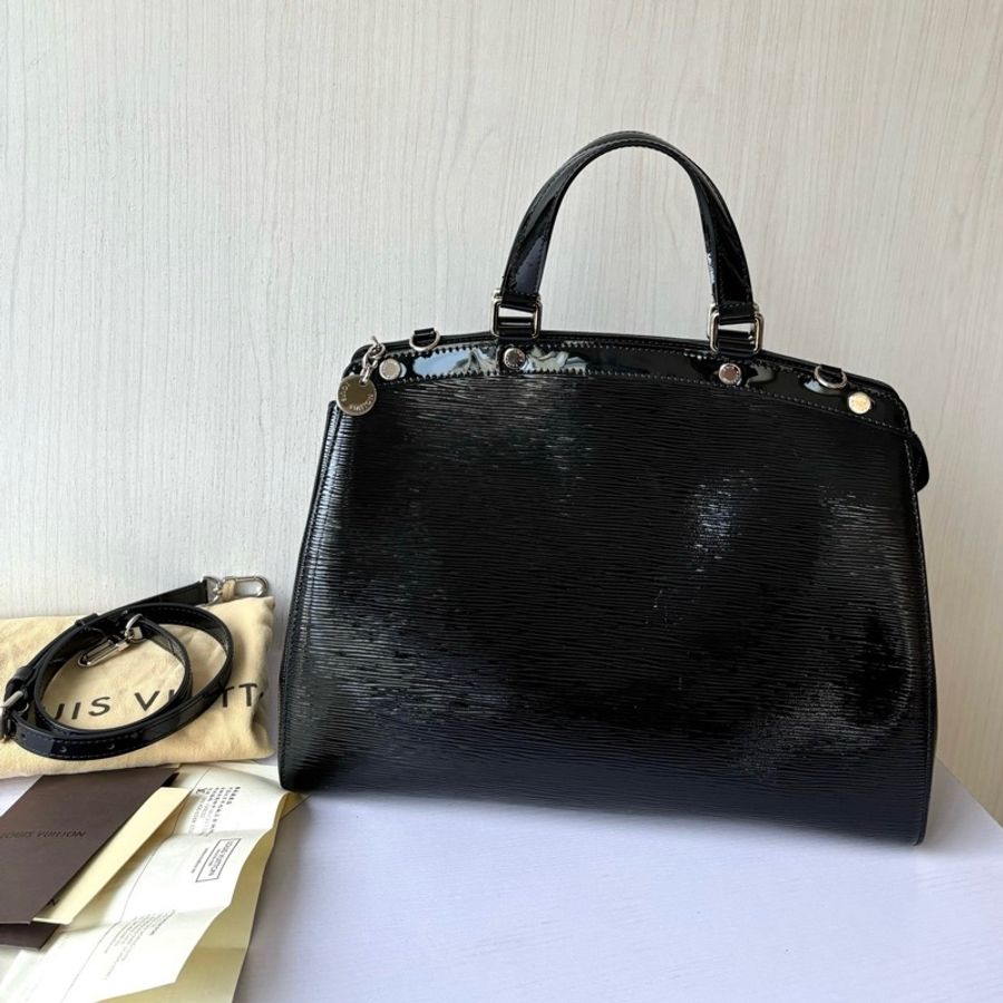 【近新閒置品】LV 黑銀EPI漆皮水波紋醫生包手提側背斜挎包-4