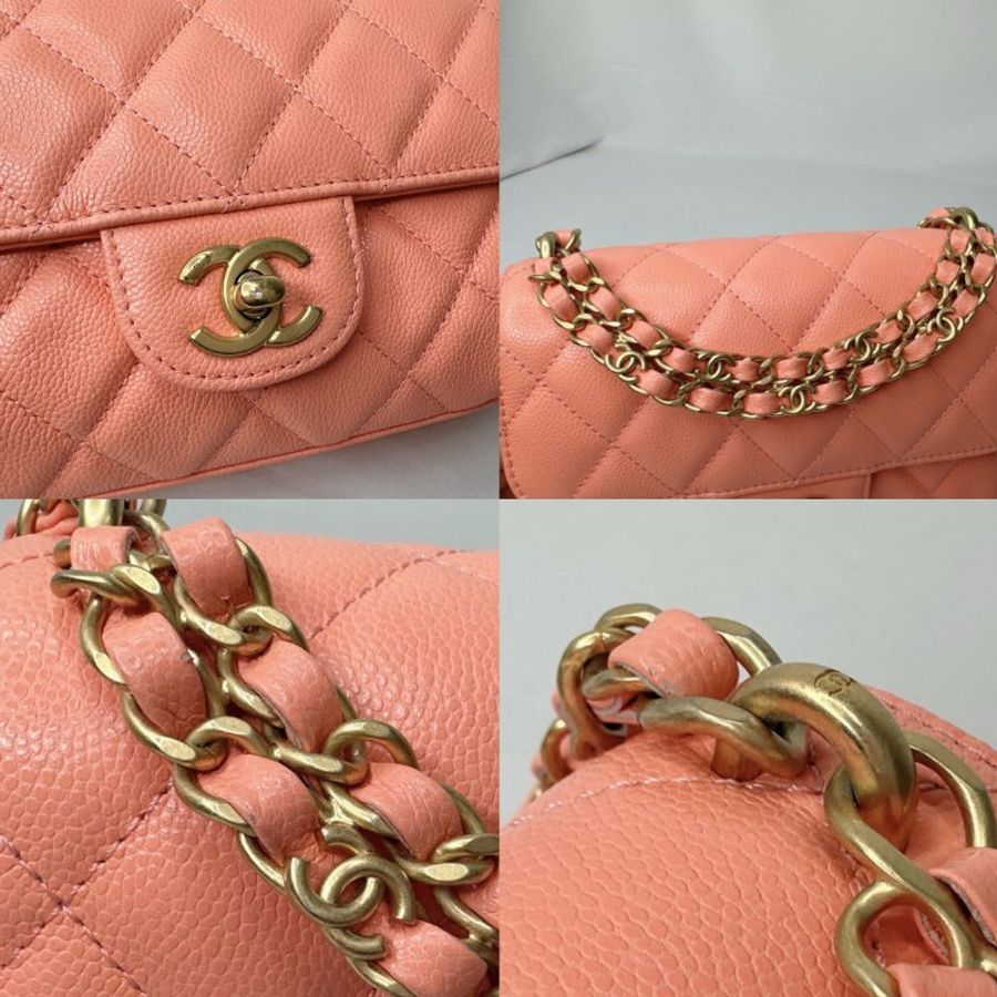 CHANEL 25P淡橘荔枝牛迷你口蓋包-8