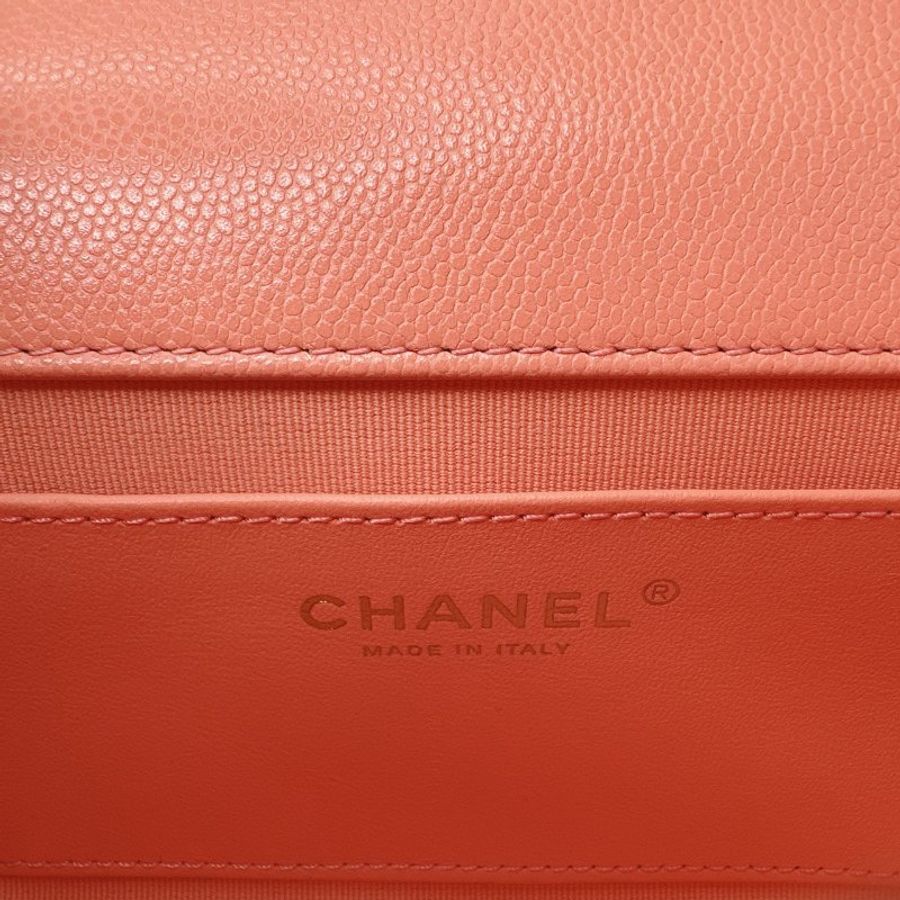 CHANEL 25P淡橘荔枝牛迷你口蓋包-9
