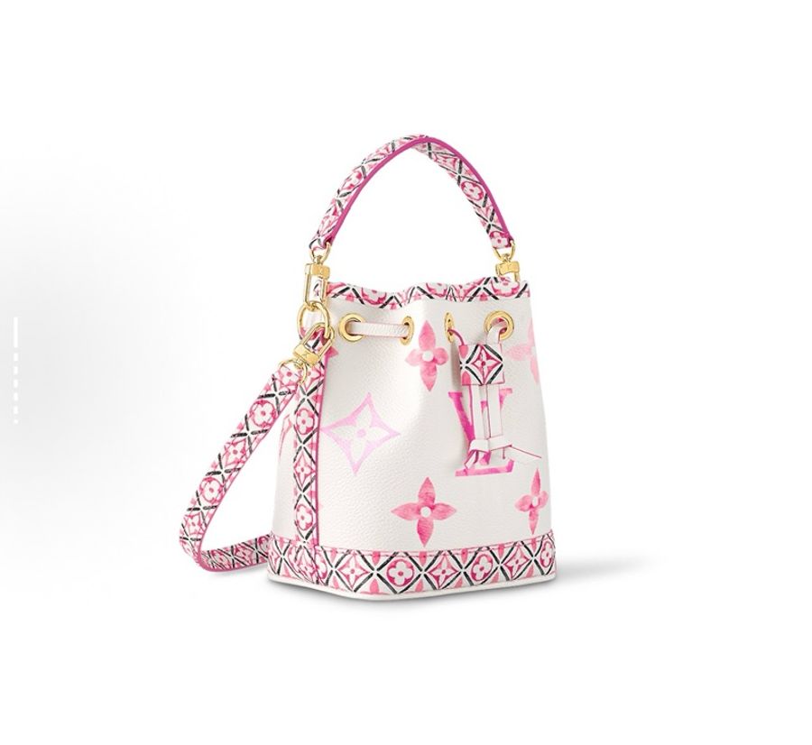 LOUIS VUITTON NOE Nano 夏日限定水彩系列 可拆卸可調節肩帶抽繩開合水桶包 單肩斜挎包 超小號-8