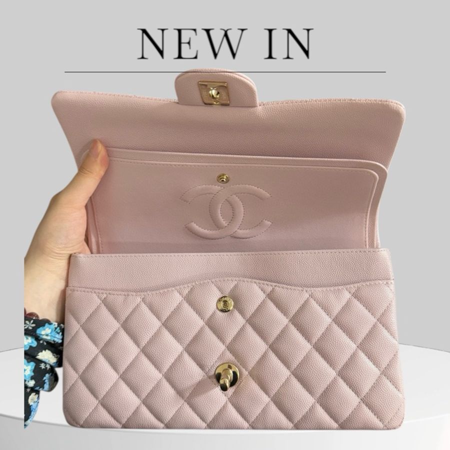 Chanel Caviar CF25 粉紅色金扣-6