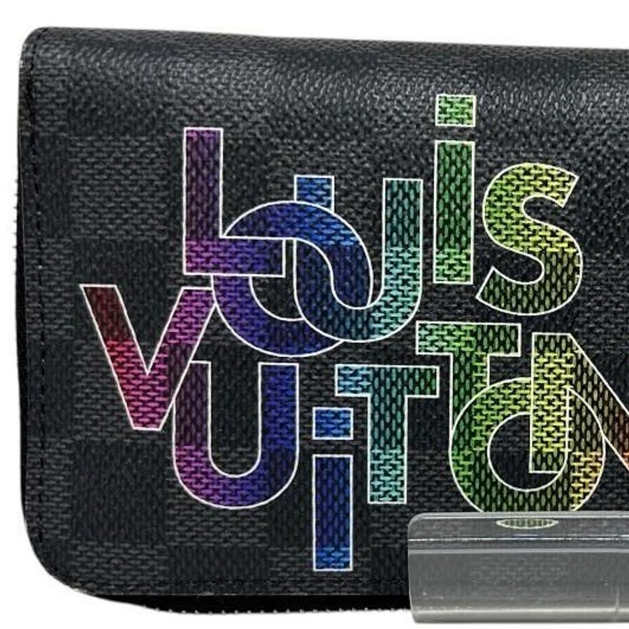 【近9成新】Louis Vuitton 黑色棋盤格Louis Vuitton 塗鴉稀有款 長夾中性長夾 皮夾 錢包✦fufu style 精品✦-5