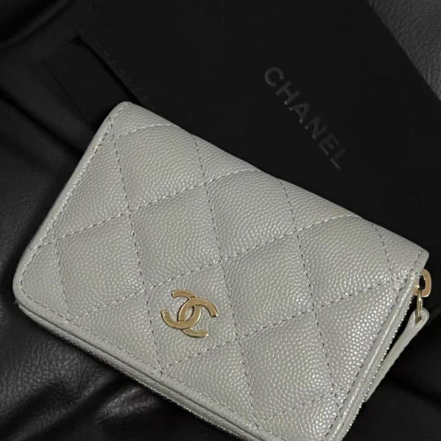 CHANEL 荔枝牛皮零錢包 | 99新 配件塵袋-0