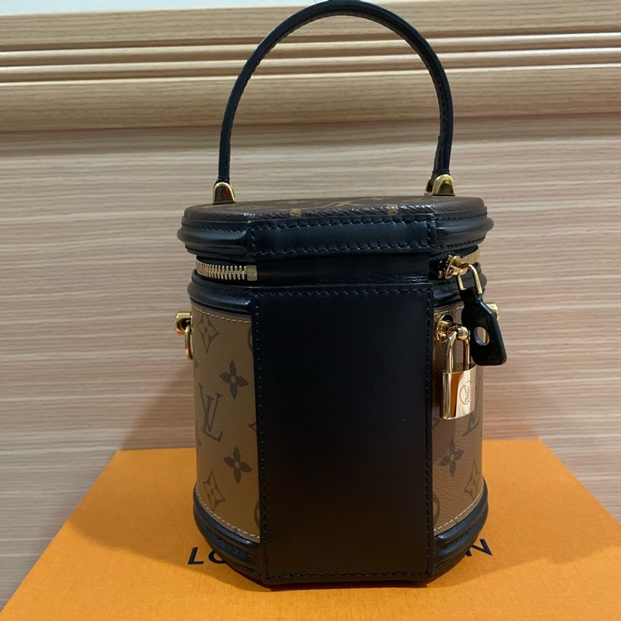 再降價 LV 經典花紋拼手提接復古包圓筒包兩用包-7