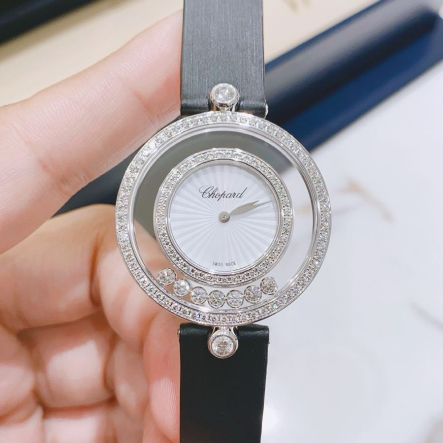 蕭邦快樂鑽石系列209426-1201白金鑽石石英女表-0